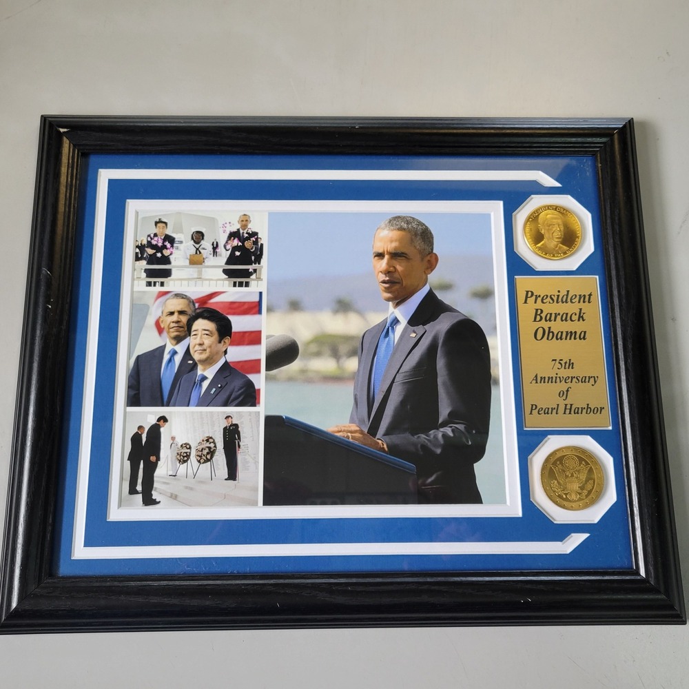 Danbury Mint Barack Obama 75th Anniversary Pearl Harbor Framed Photo Coin Set